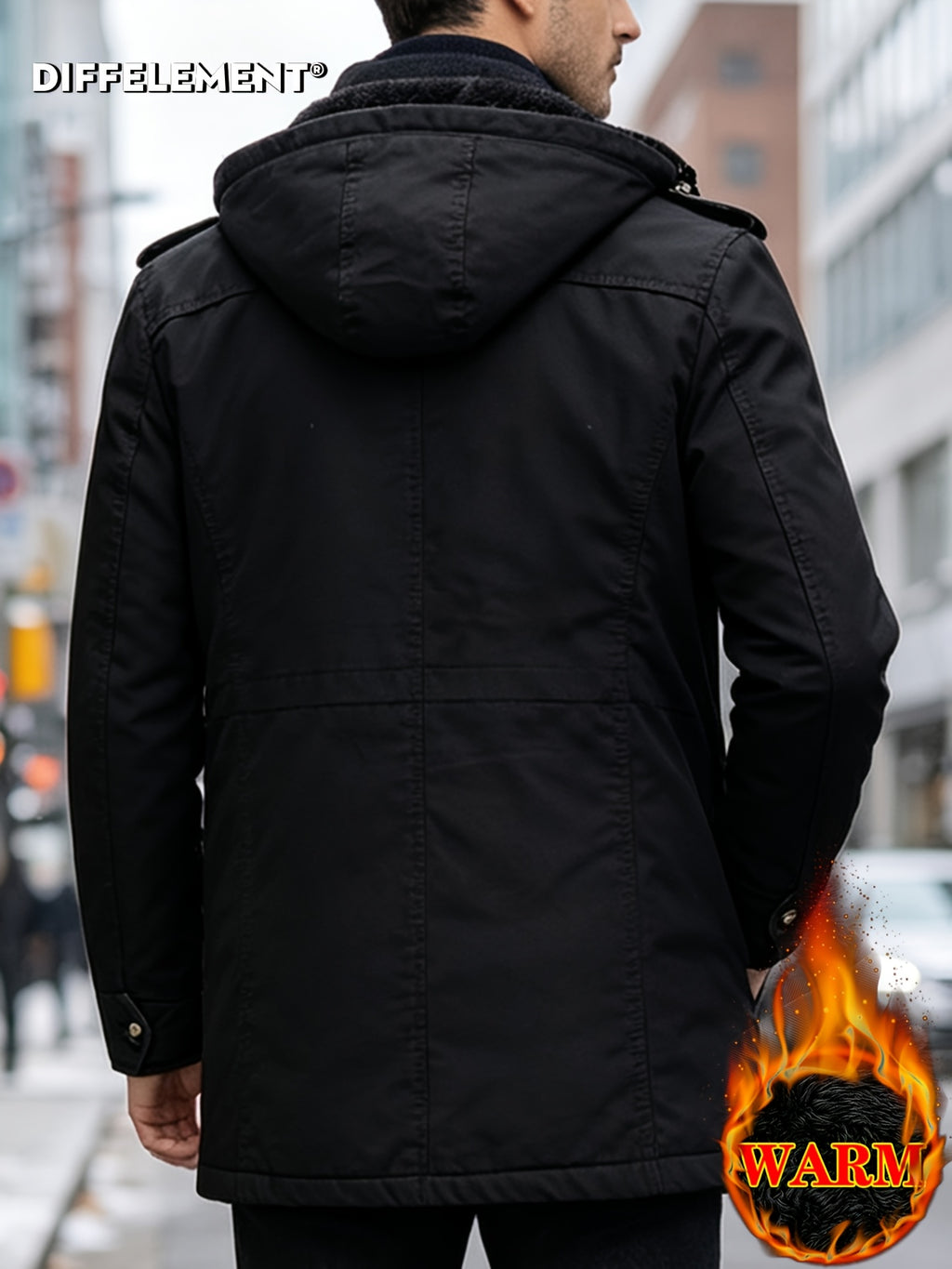 Parka matelassée pour homme, capuche amovible, à col montant