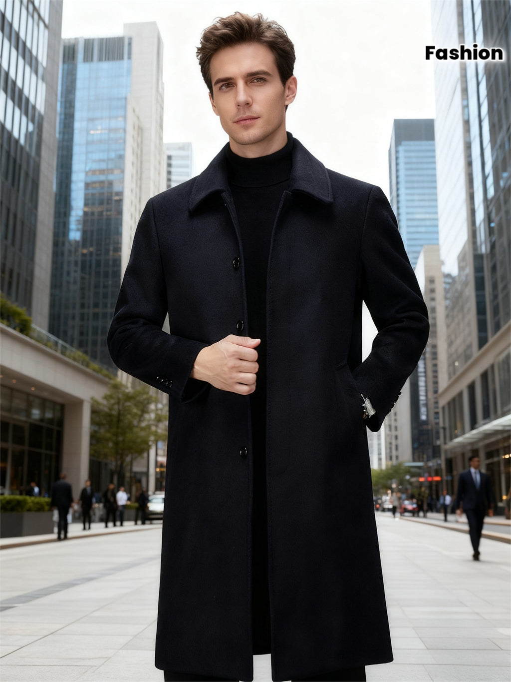 Manteau en laine pour homme, 65 % laine, coupe-vent