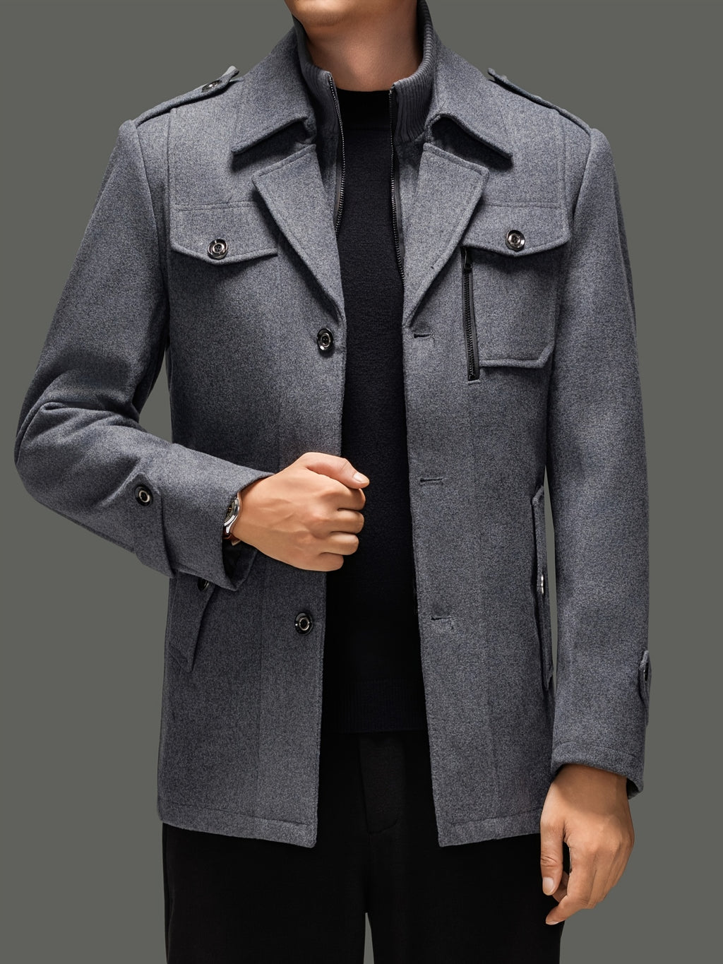 Manteau en laine, 30 % laine, à revers, orange, photo 9