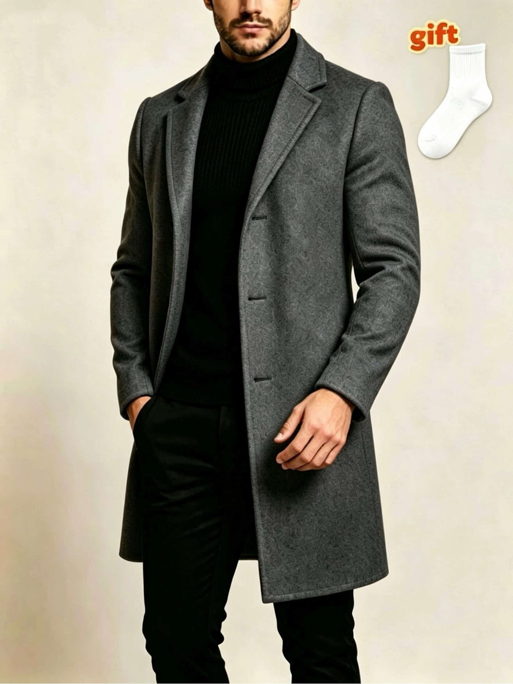 Trench pour homme, à revers, rouge foncé-a