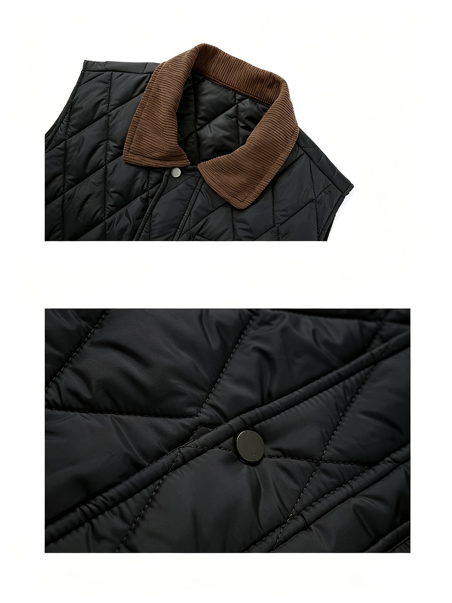 Manteau matelassé, coupe-vent, à revers, vert, photo 7