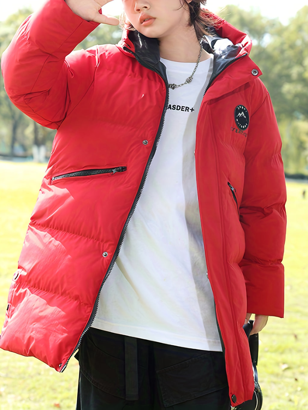 Veste long pour homme, à capuche, beige