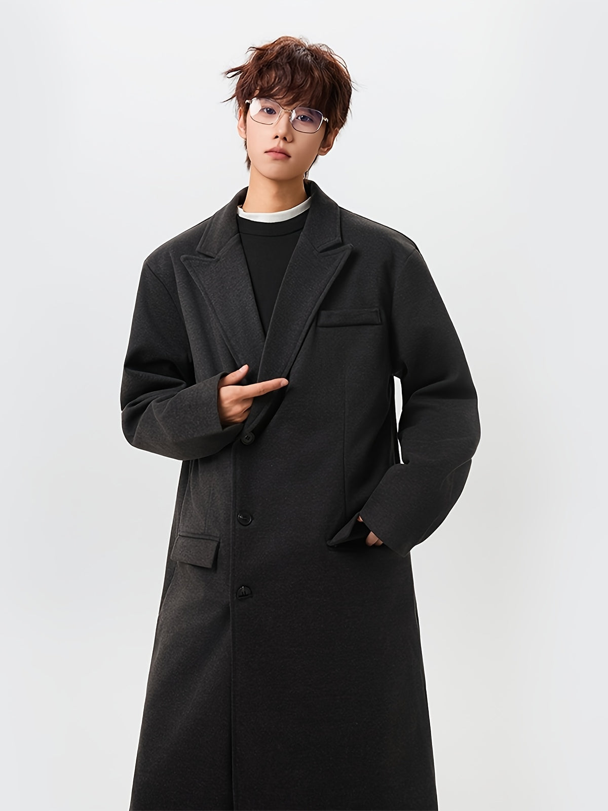Manteau pour homme, à revers, café