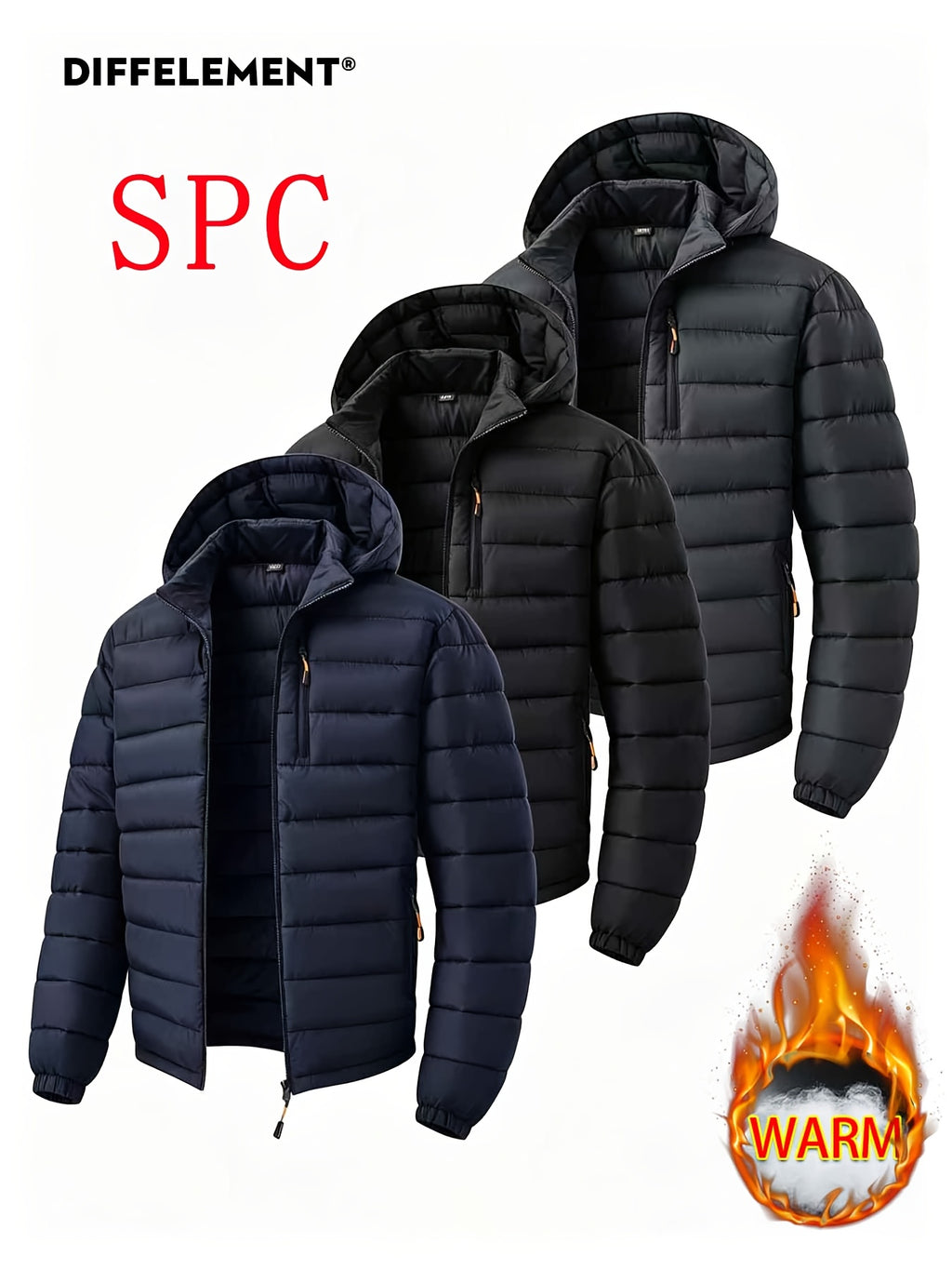 Manteau matelassé pour homme, coupe-vent, à capuche