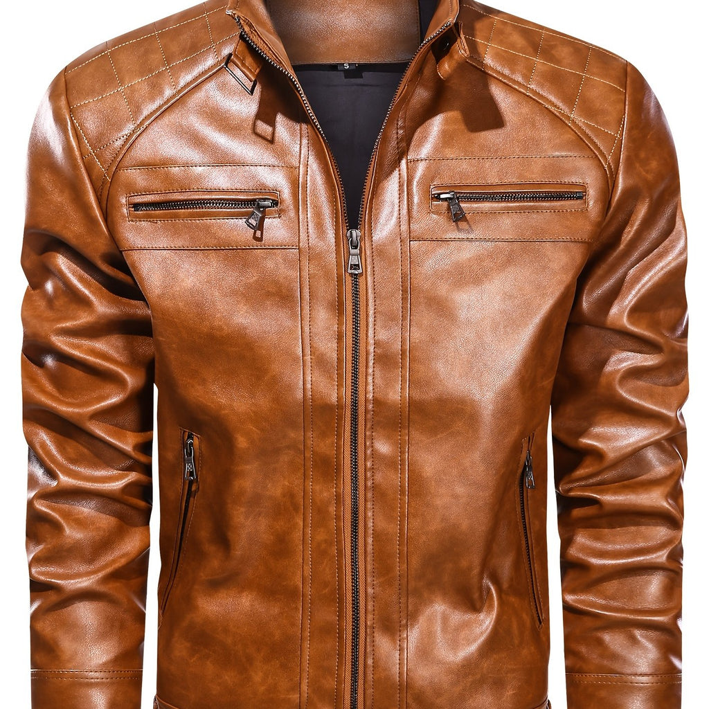 Veste en cuir PU de haute qualité, tailles américaines, parfaite pour un usage quotidien et en extérieur au printemps et en automne, coloris le métal précieux, détail