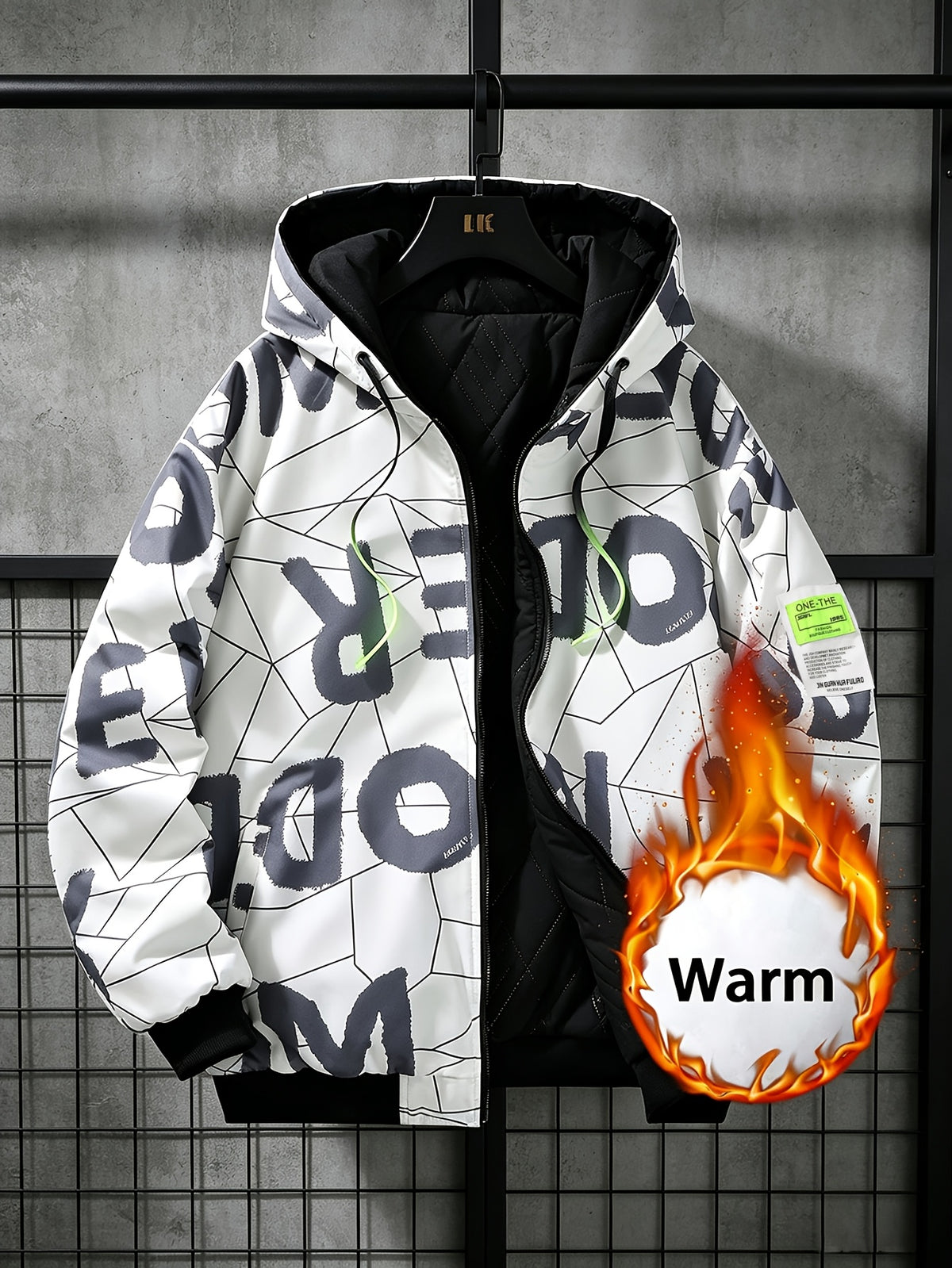 Veste matelassée pour homme, réversible, à capuche, noir