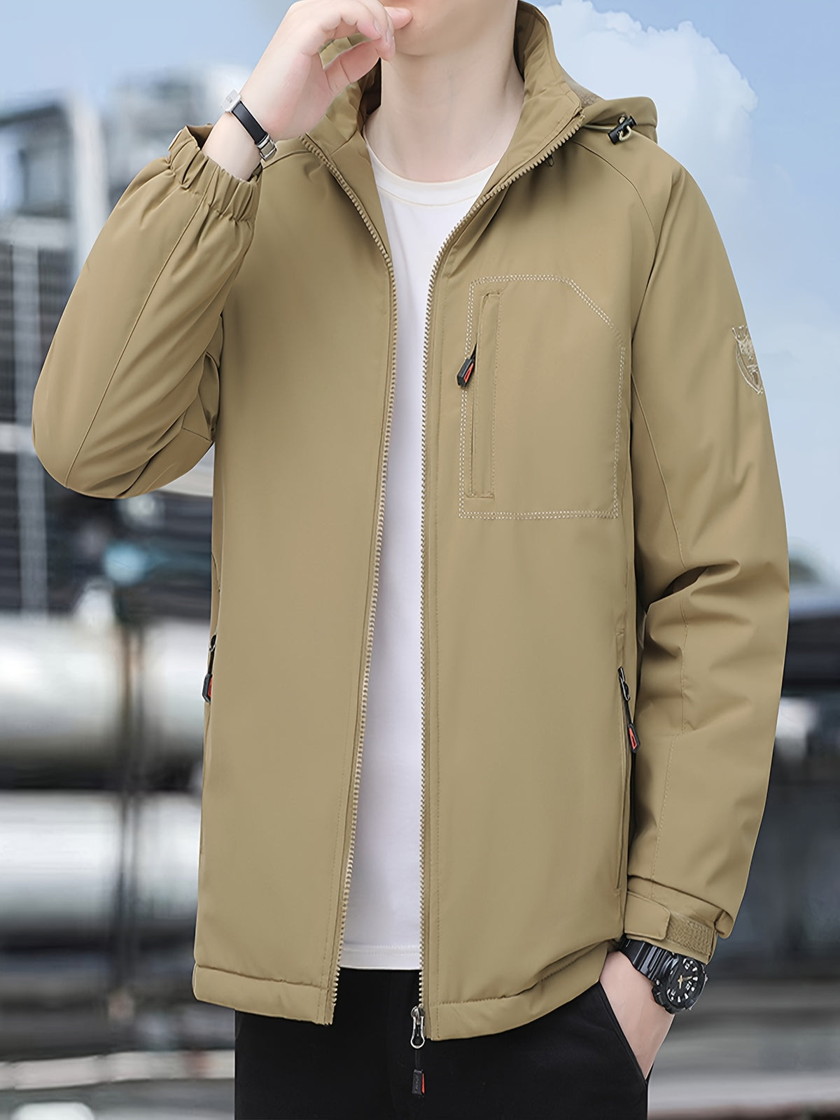 Veste matelassée pour homme, à capuche, bleu