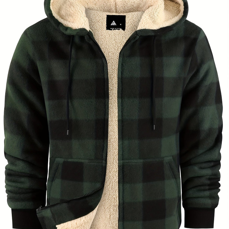 Veste, à carreaux, à capuche, grille 04, coloris grille 77, détail