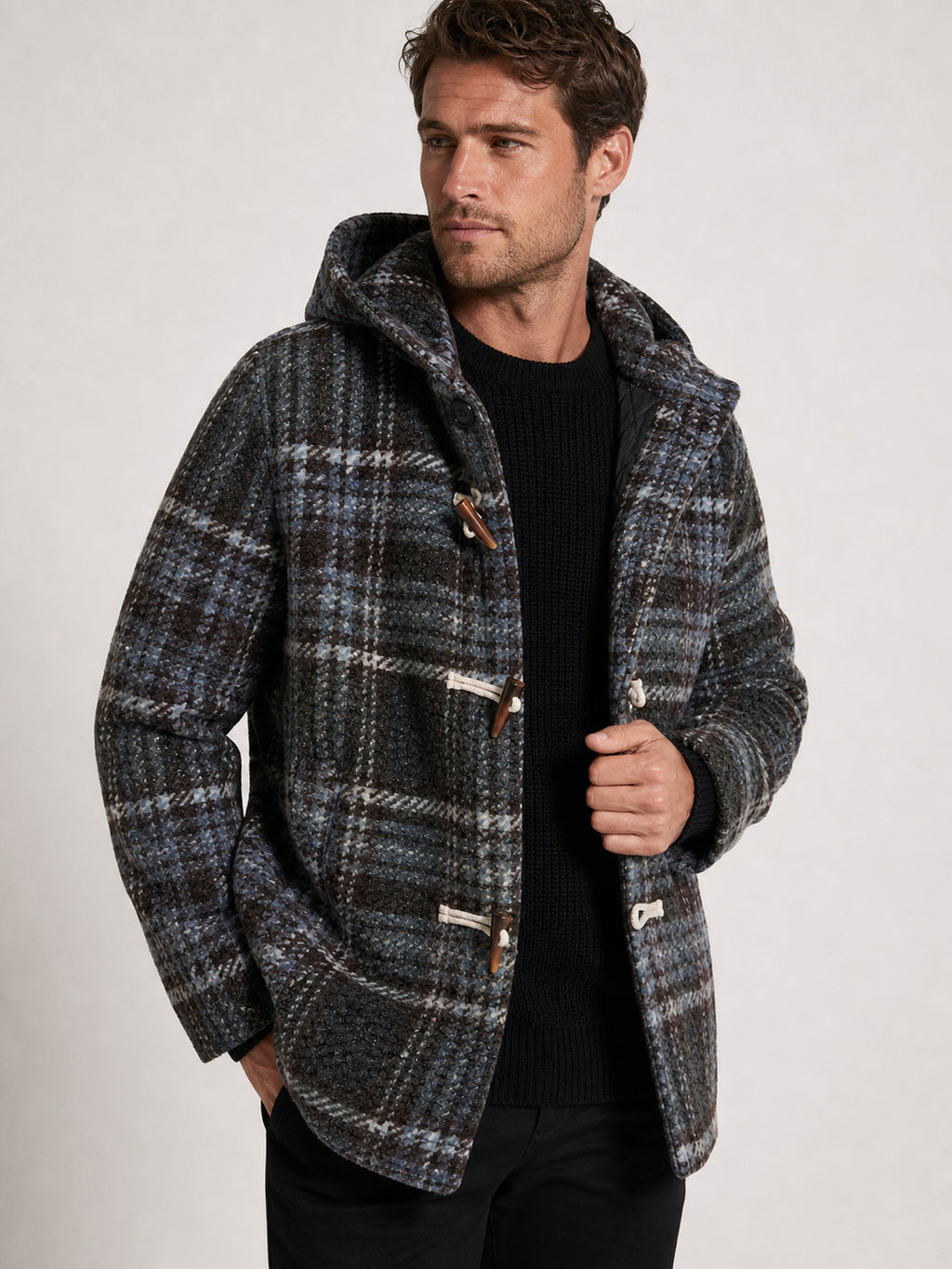 Veste pour homme, coupe-vent, à capuche, café