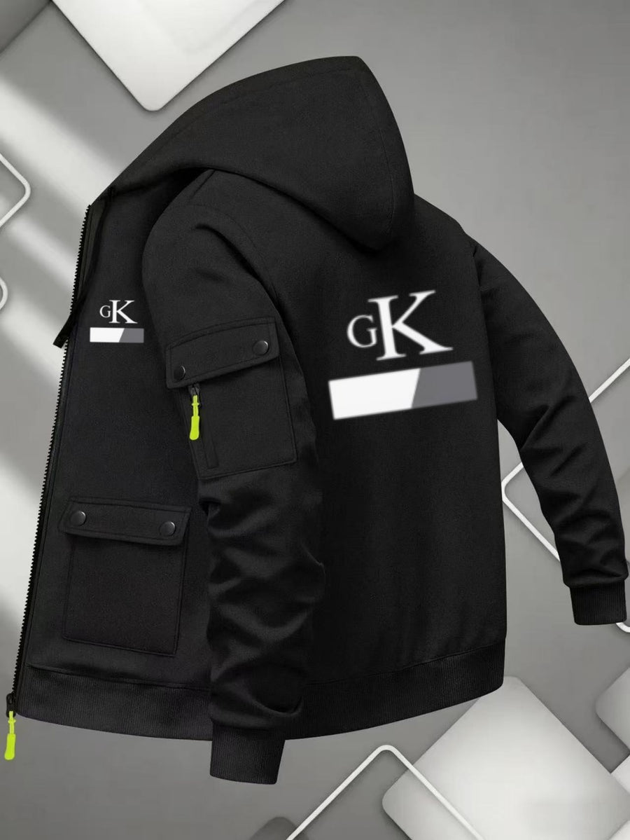 Veste, à capuche, couleur marine, détail du vêtement