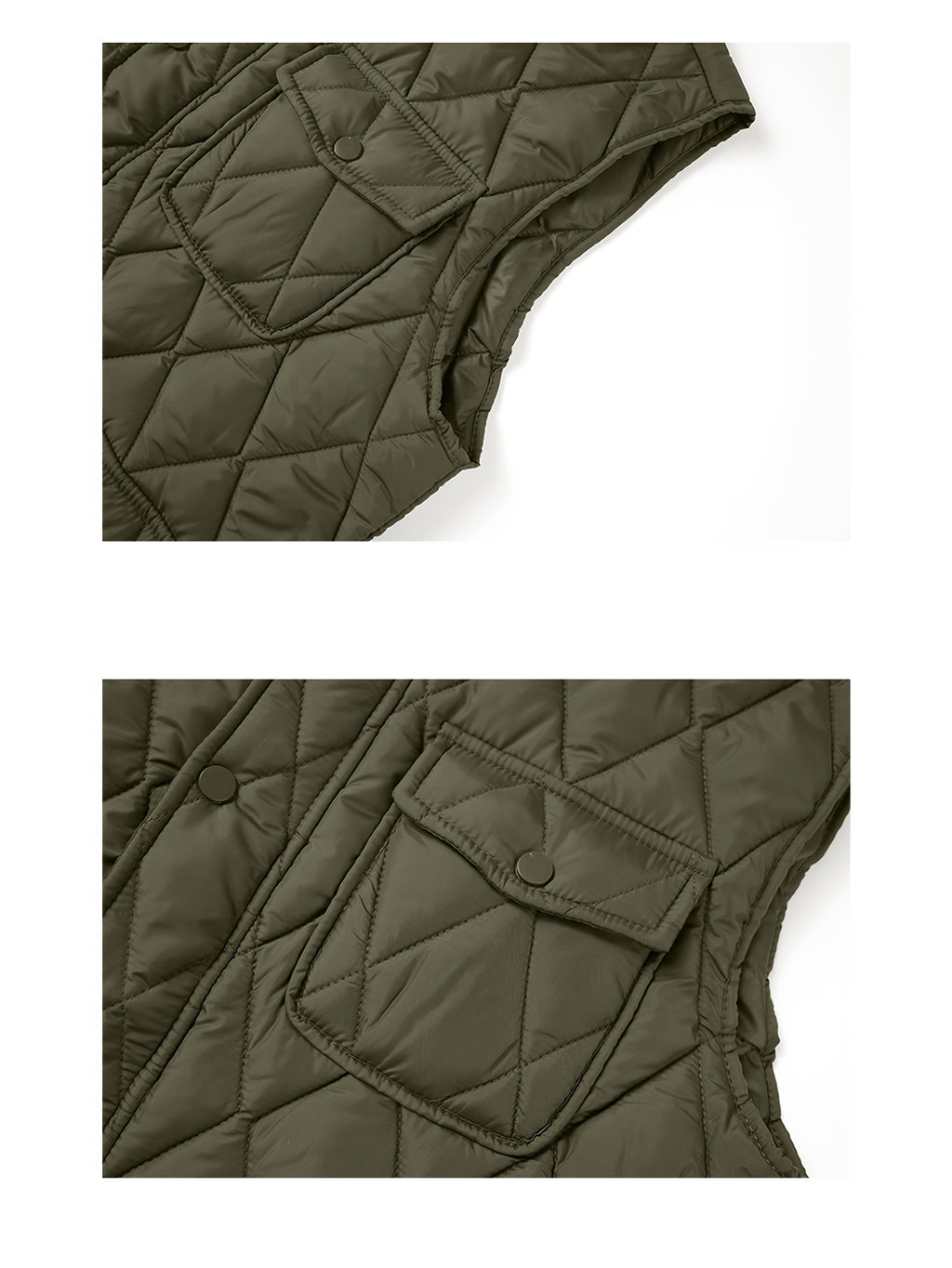 Manteau matelassé, coupe-vent, à revers, vert, photo 10