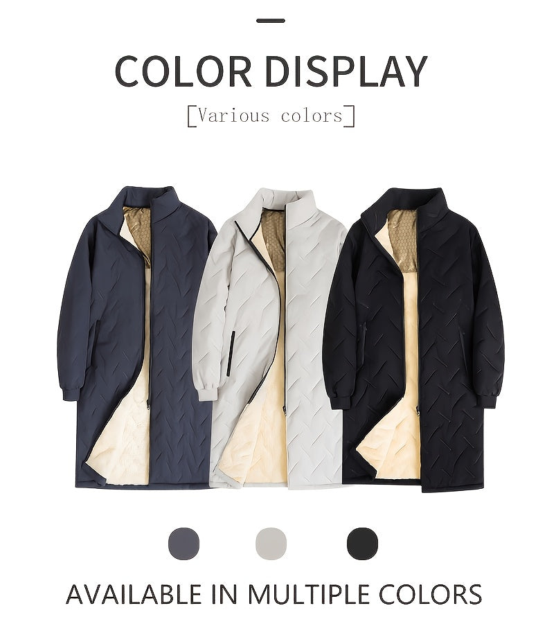 Veste long pour homme, à col montant, noir