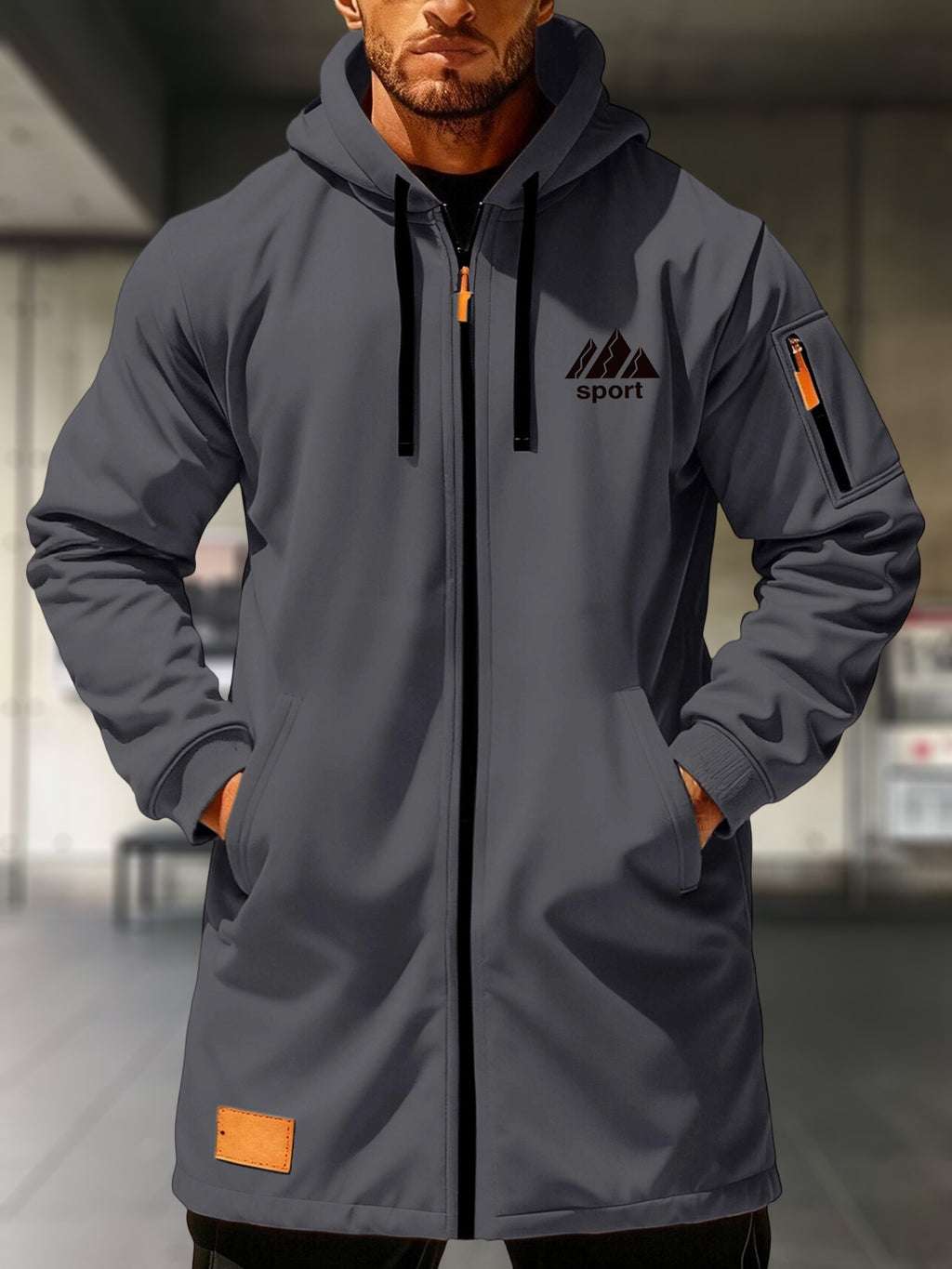 Veste pour homme, à capuche, bleu marine