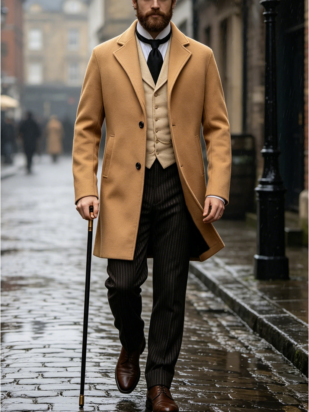 Manteau, tweed, à revers, kaki, détail du vêtement