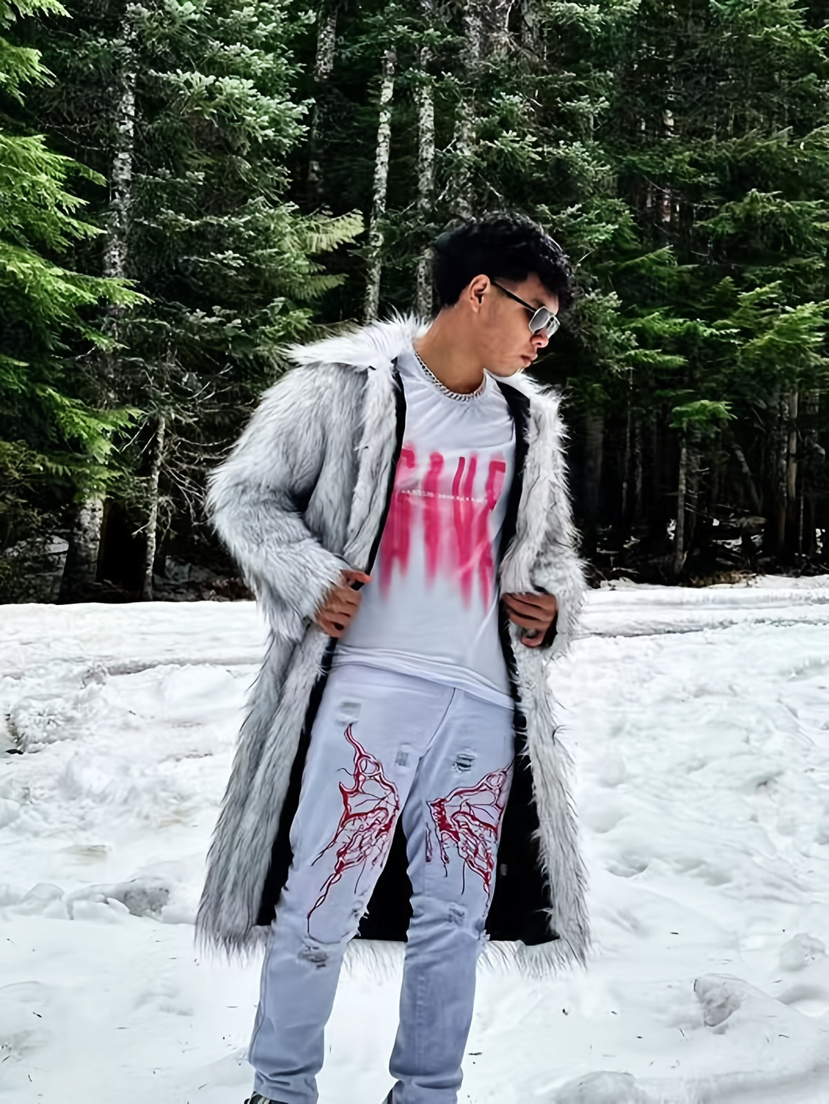 Manteau en fausse fourrure pour homme