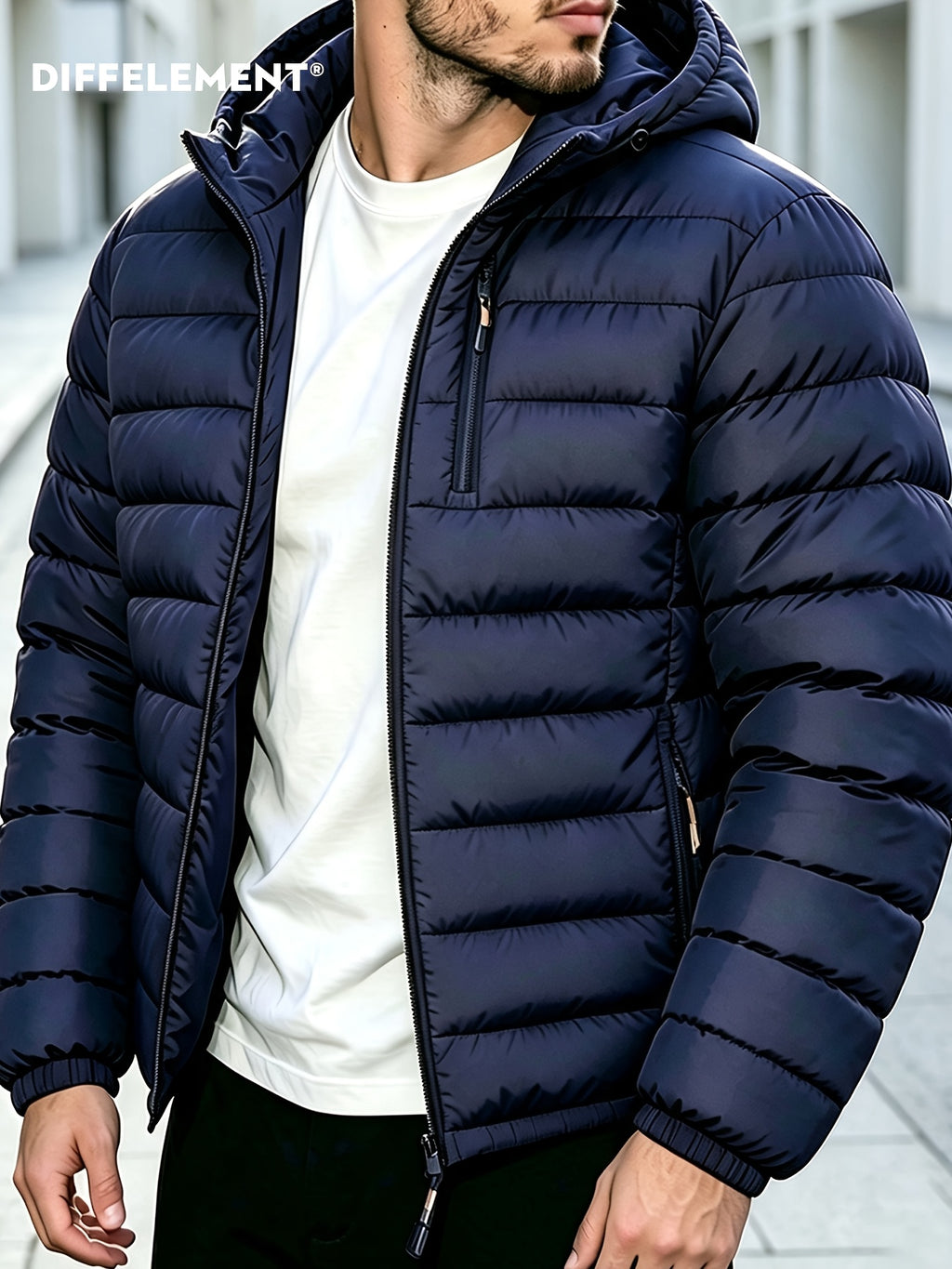 Veste pour homme, coupe-vent, à capuche, gris