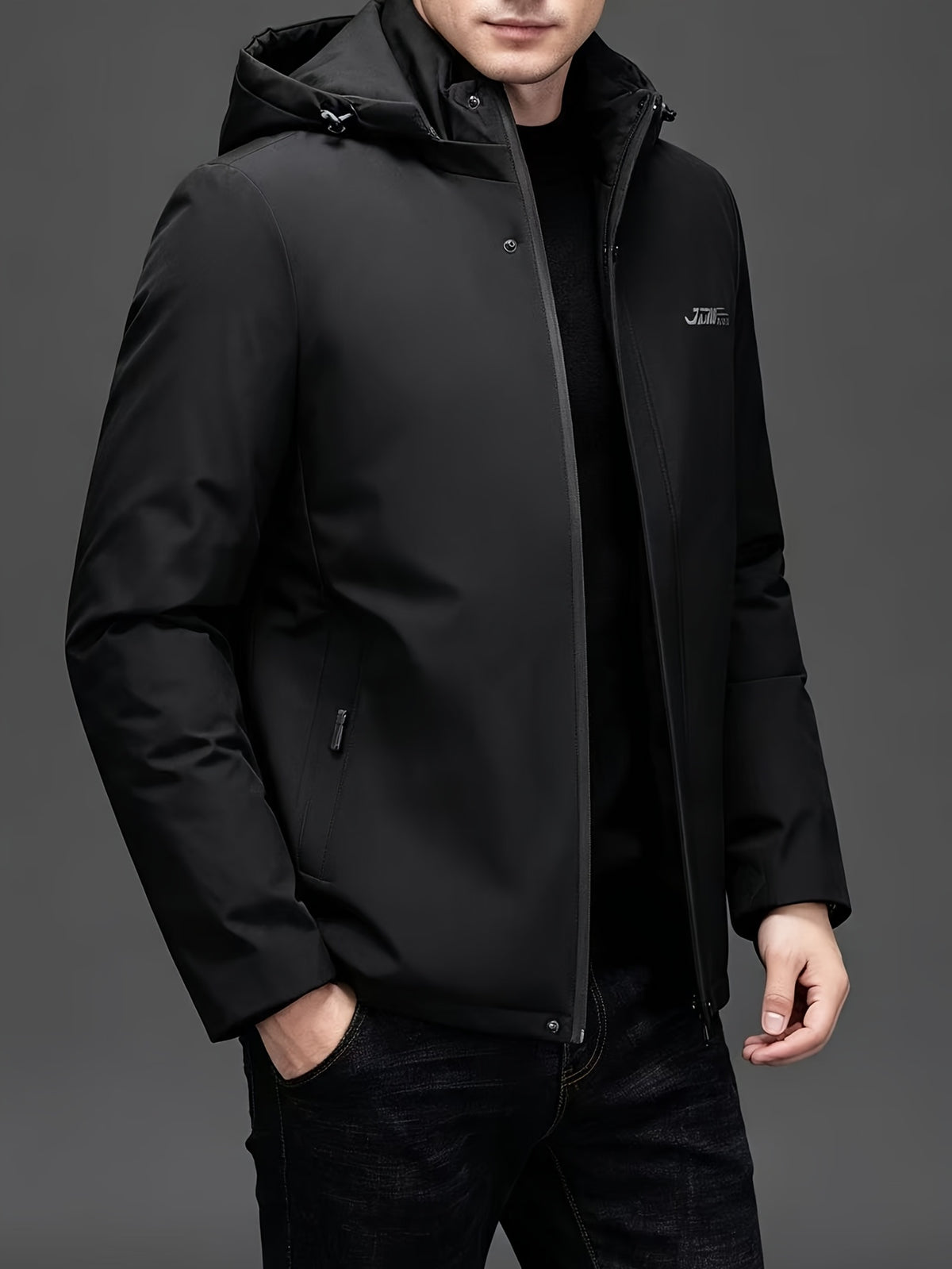 Manteau matelassé pour homme, capuche amovible, bleu marine