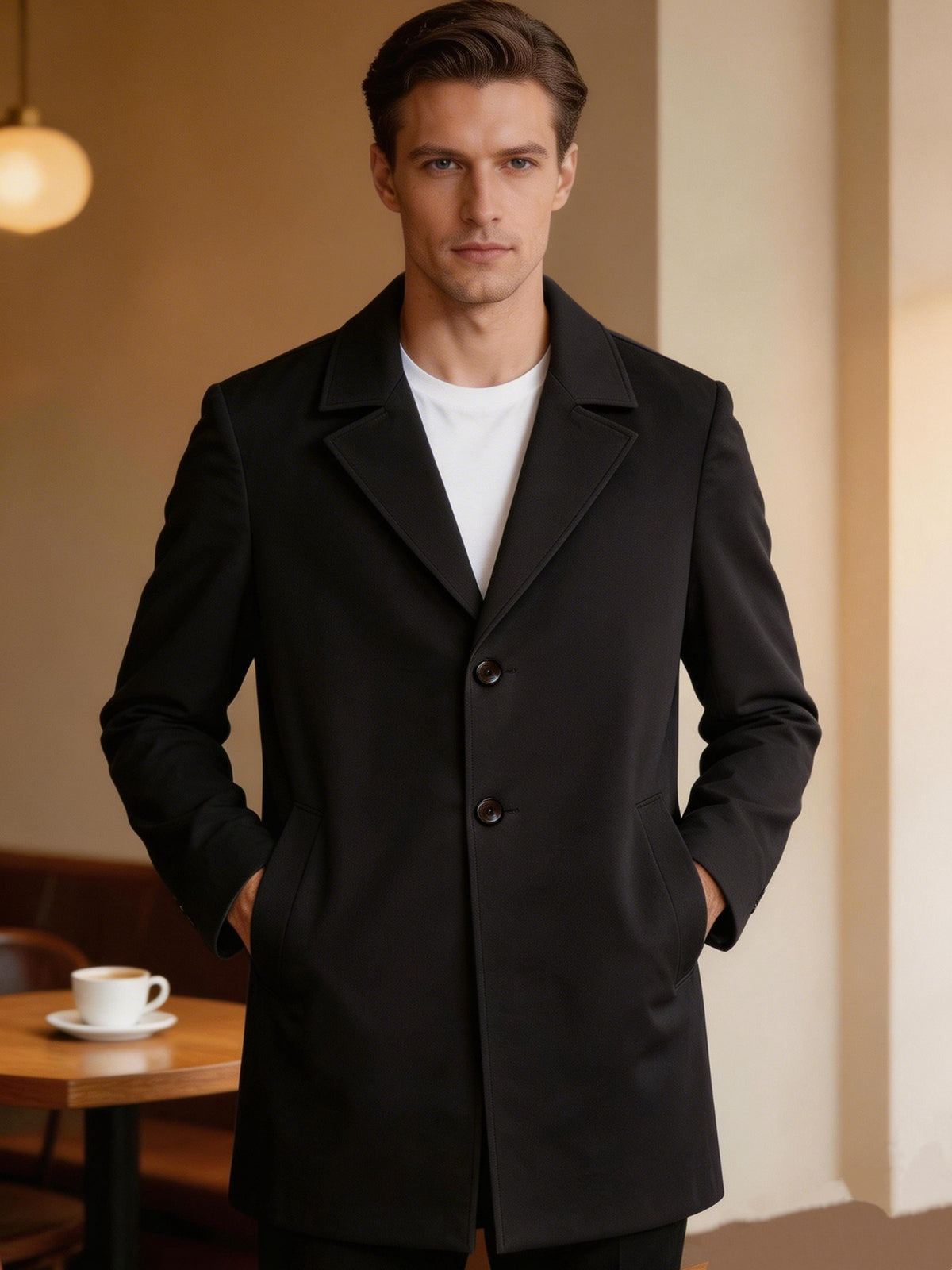 Trench pour homme, à revers, gris