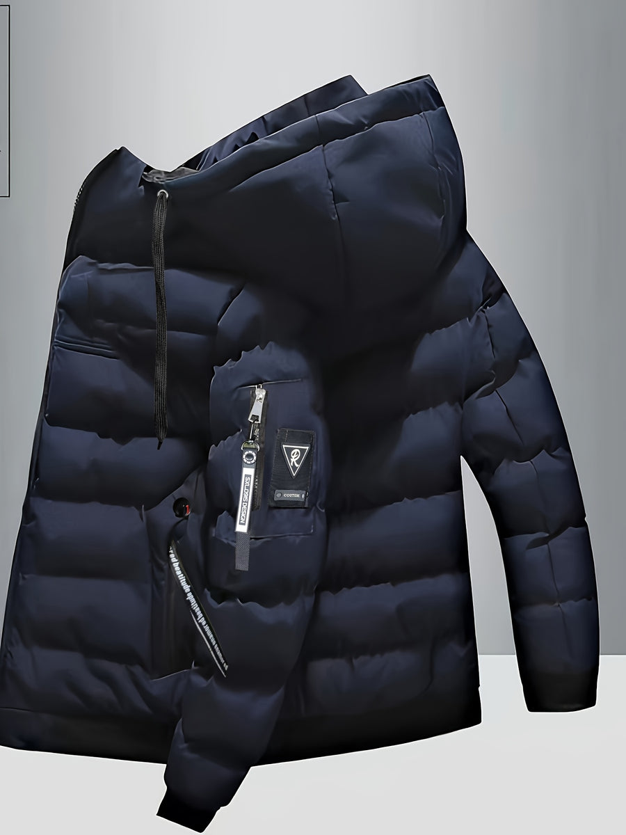 Veste, grandes tailles, à capuche, bleu marine, détail du vêtement