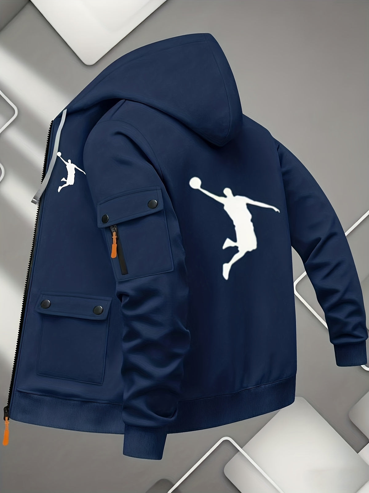 Veste pour homme, à capuche, gris foncé