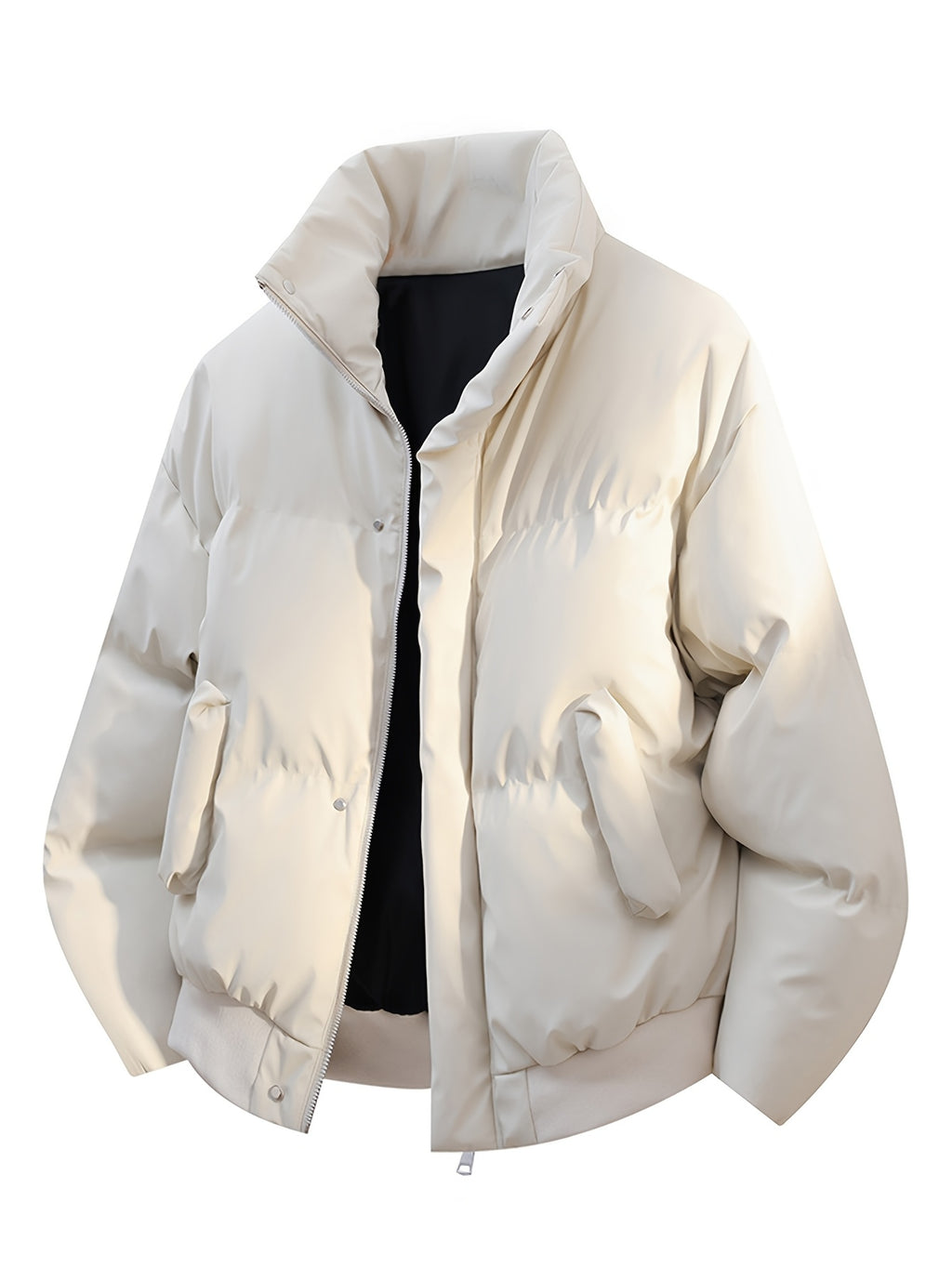 Manteau matelassé pour homme, coupe-vent, à revers, abricot