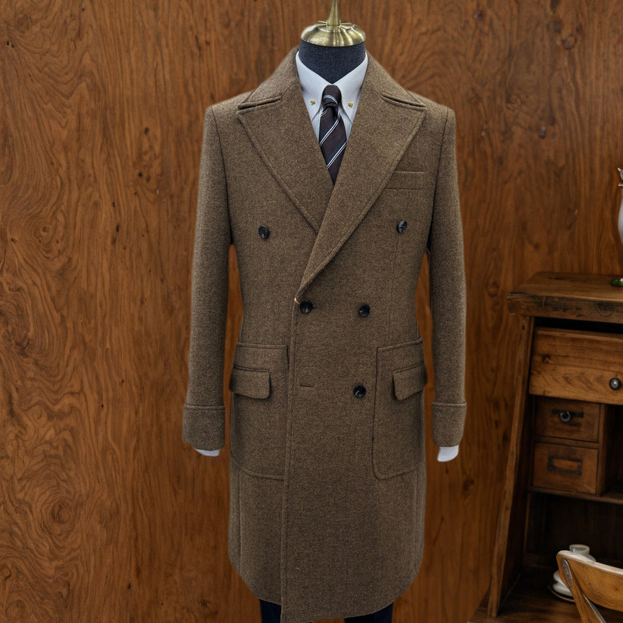 Veste en laine, 50 % laine, à revers, coloris brun