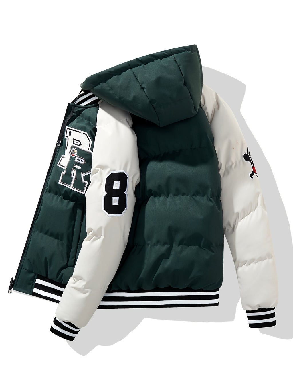 Manteau matelassé pour homme, coupe-vent, à capuche, vert