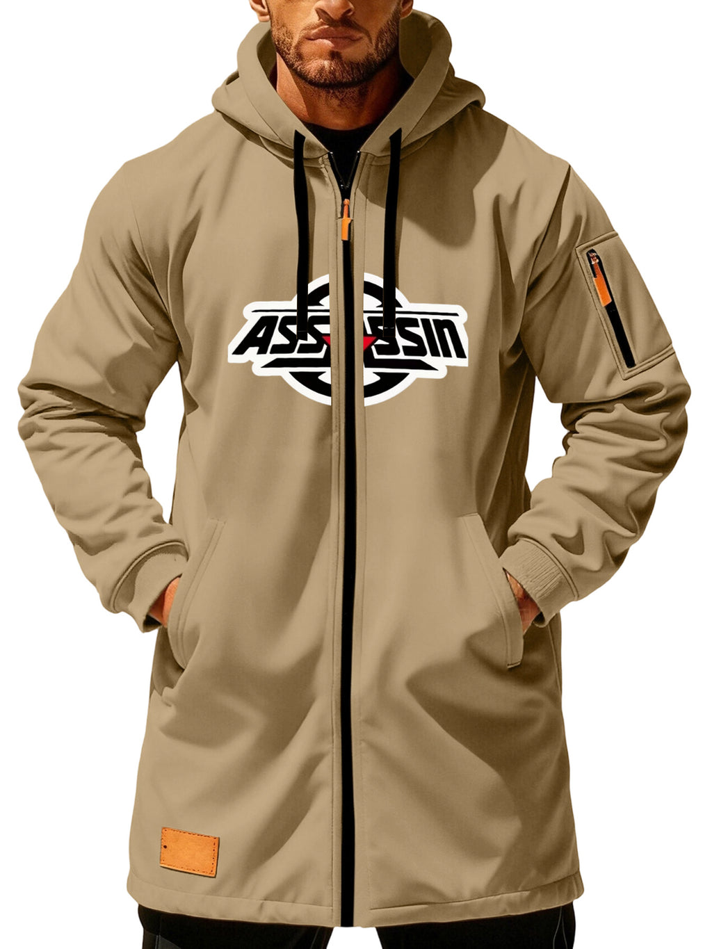 Manteau pour homme, à capuche, vert olive