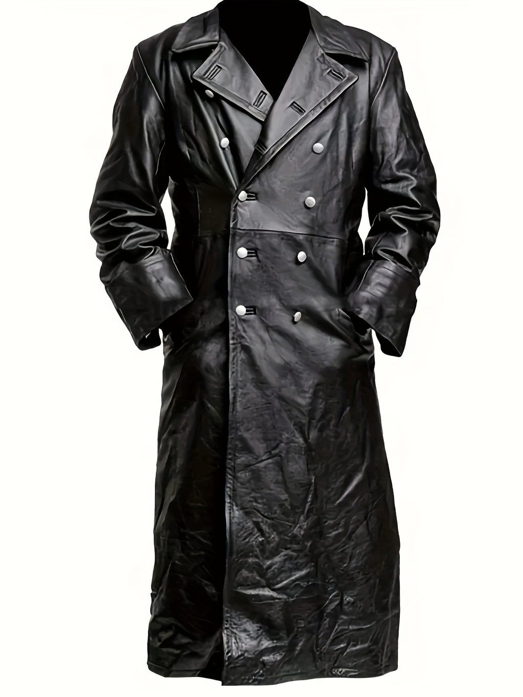 Trench pour homme, coupe-vent, à revers, noir