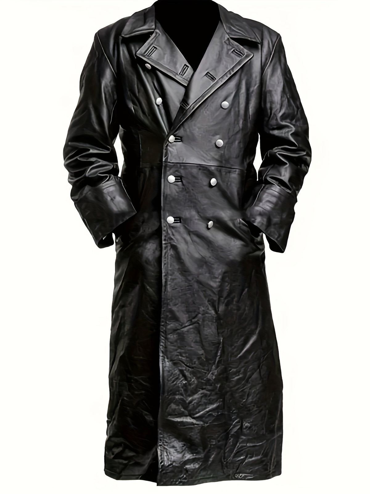 Trench pour homme, coupe-vent, à revers, noir