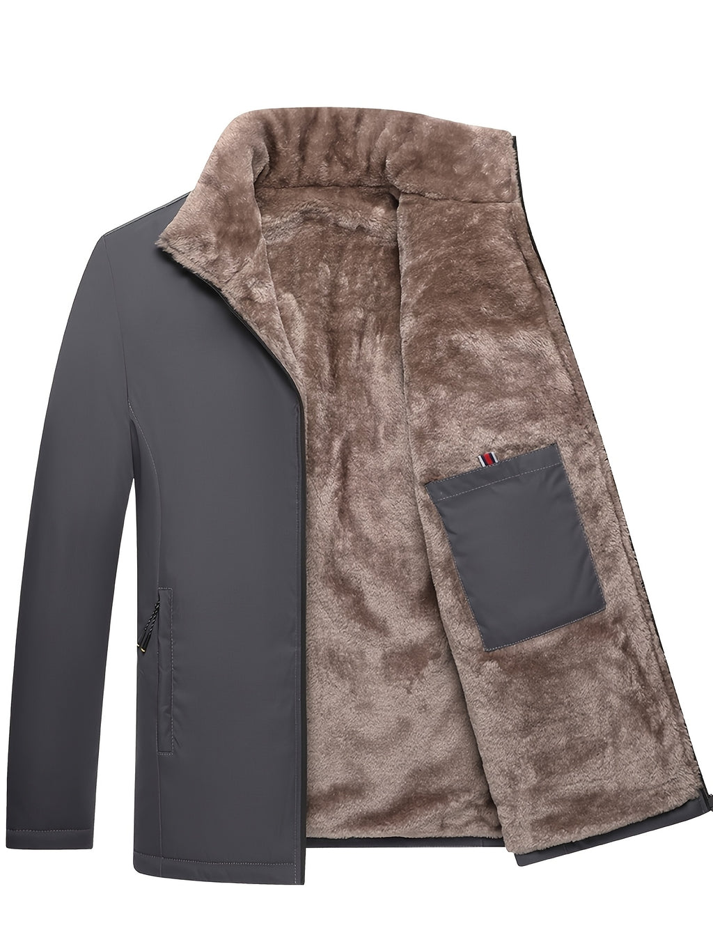 Manteau en fausse fourrure pour homme, polaire, à revers