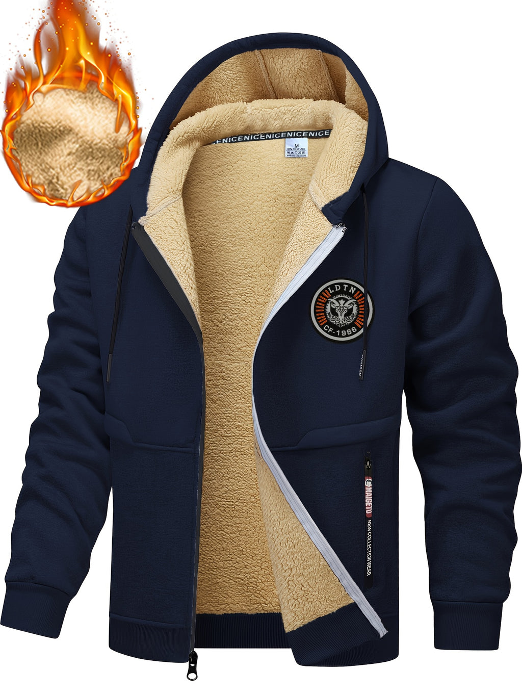 Veste pour homme, polaire, à capuche, 【rouge】