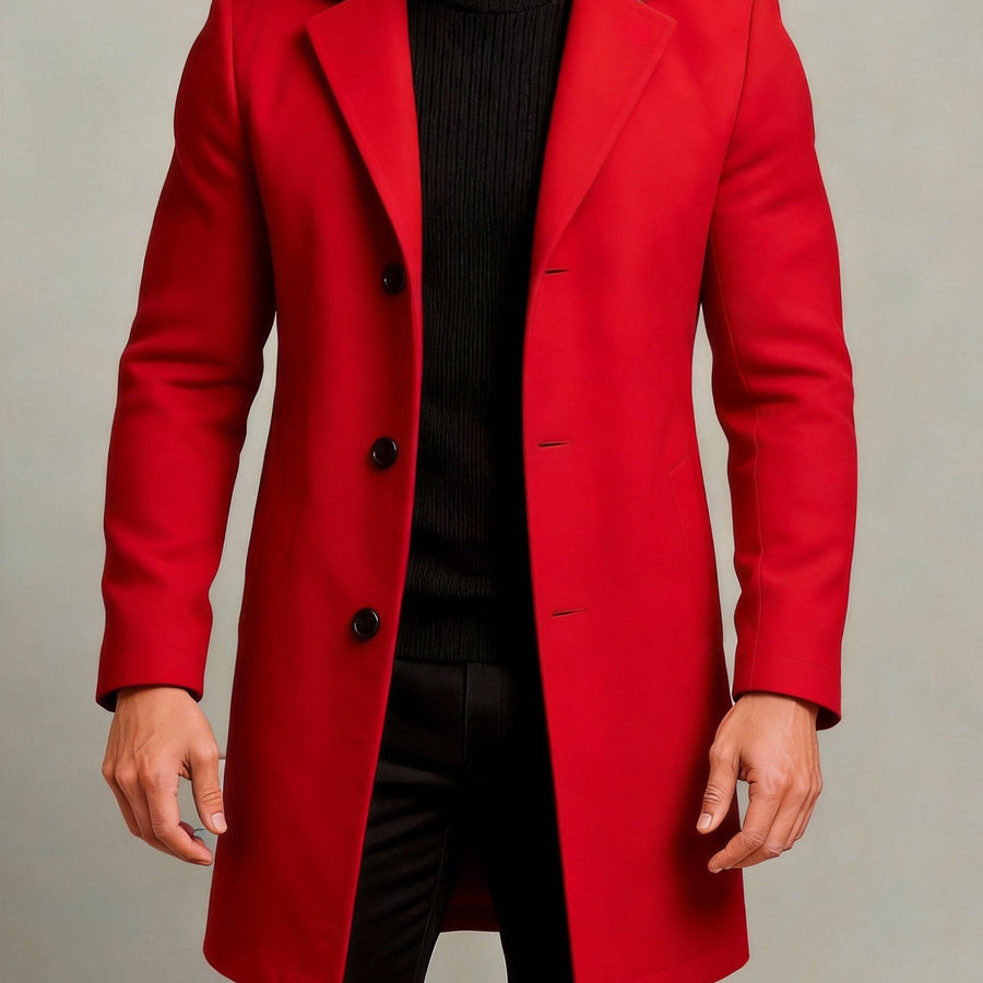 [Mei Xi Select] Trench-coat printemps/automne 2026, vêtement d'extérieur décontracté simple et polyvalent pour le printemps et l'automne, pour les trajets quotidiens et le quotidien avec une sensation de qualité supérieure, coloris rouge