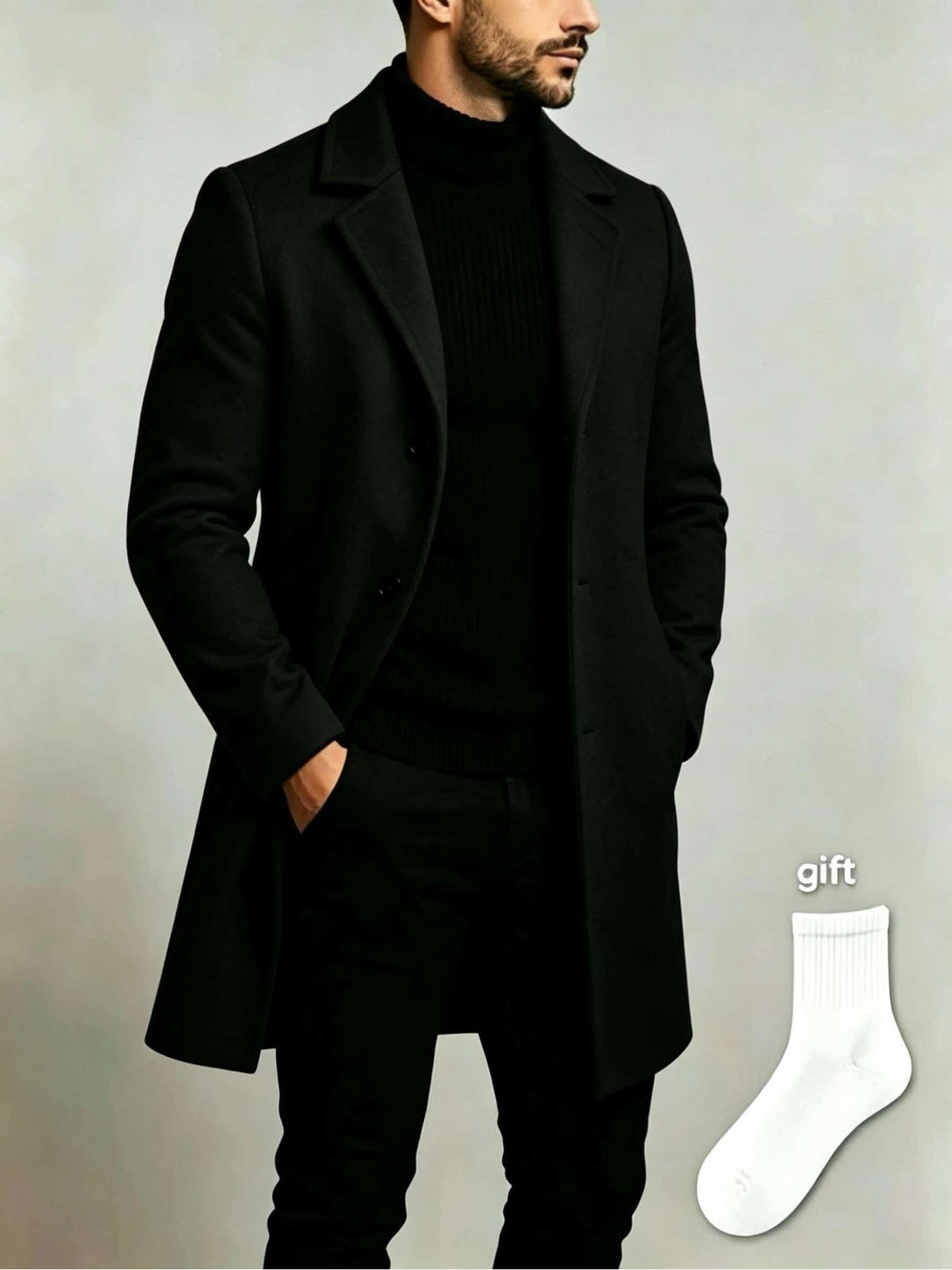 Trench pour homme, à revers, gris foncé