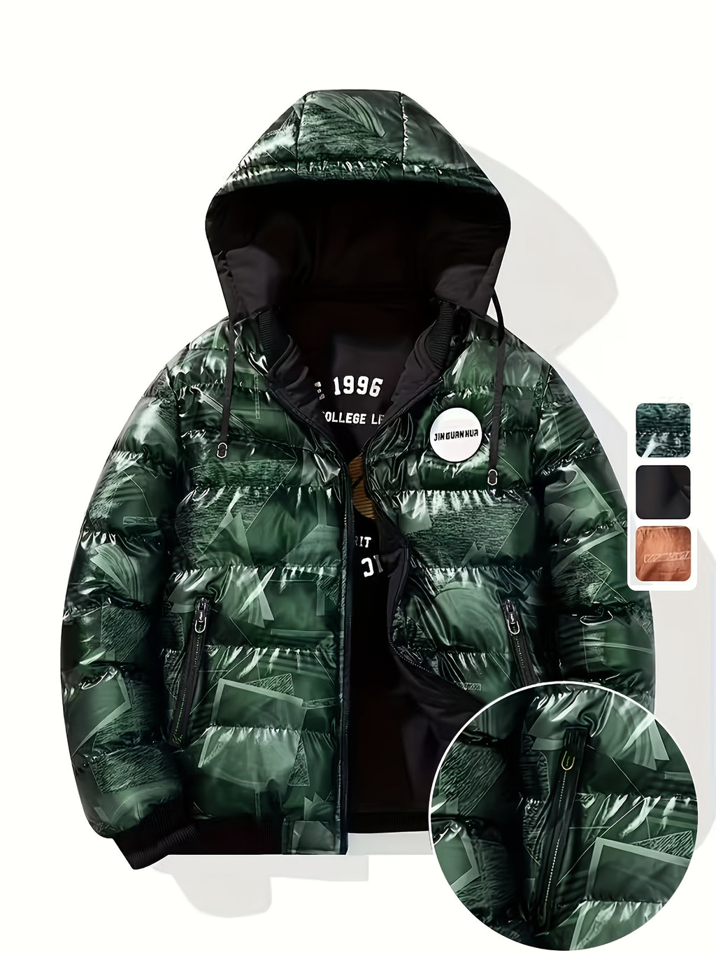 Veste pour homme, à capuche, vert