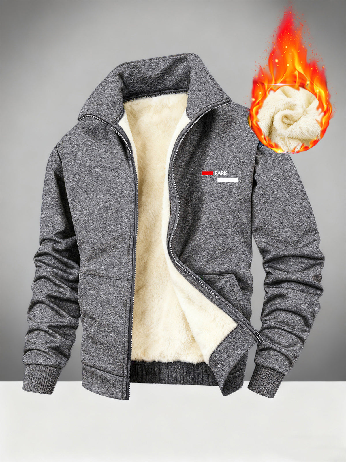 Veste pour homme, polaire, à col montant, noir
