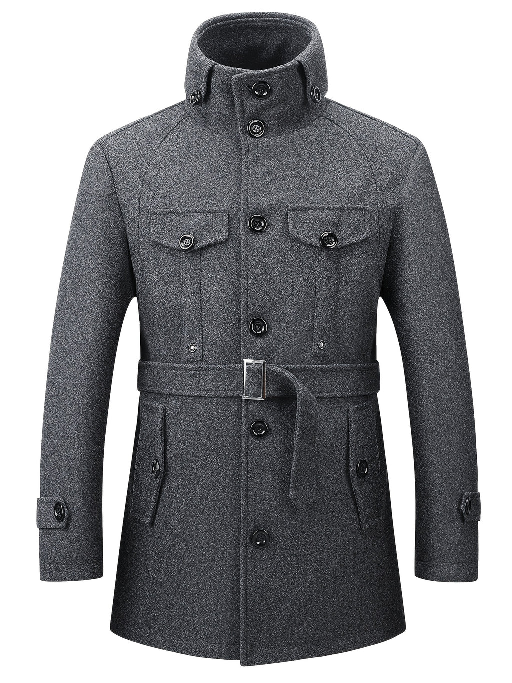 Veste long pour homme, à col montant, gris