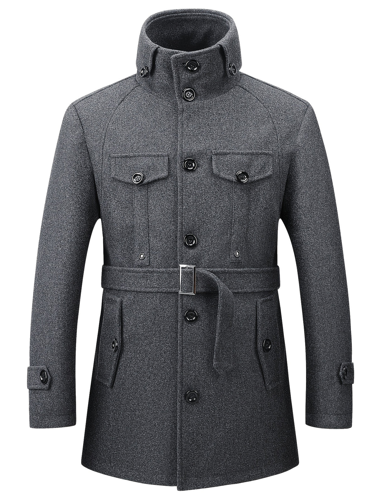 Veste long pour homme, à col montant, gris