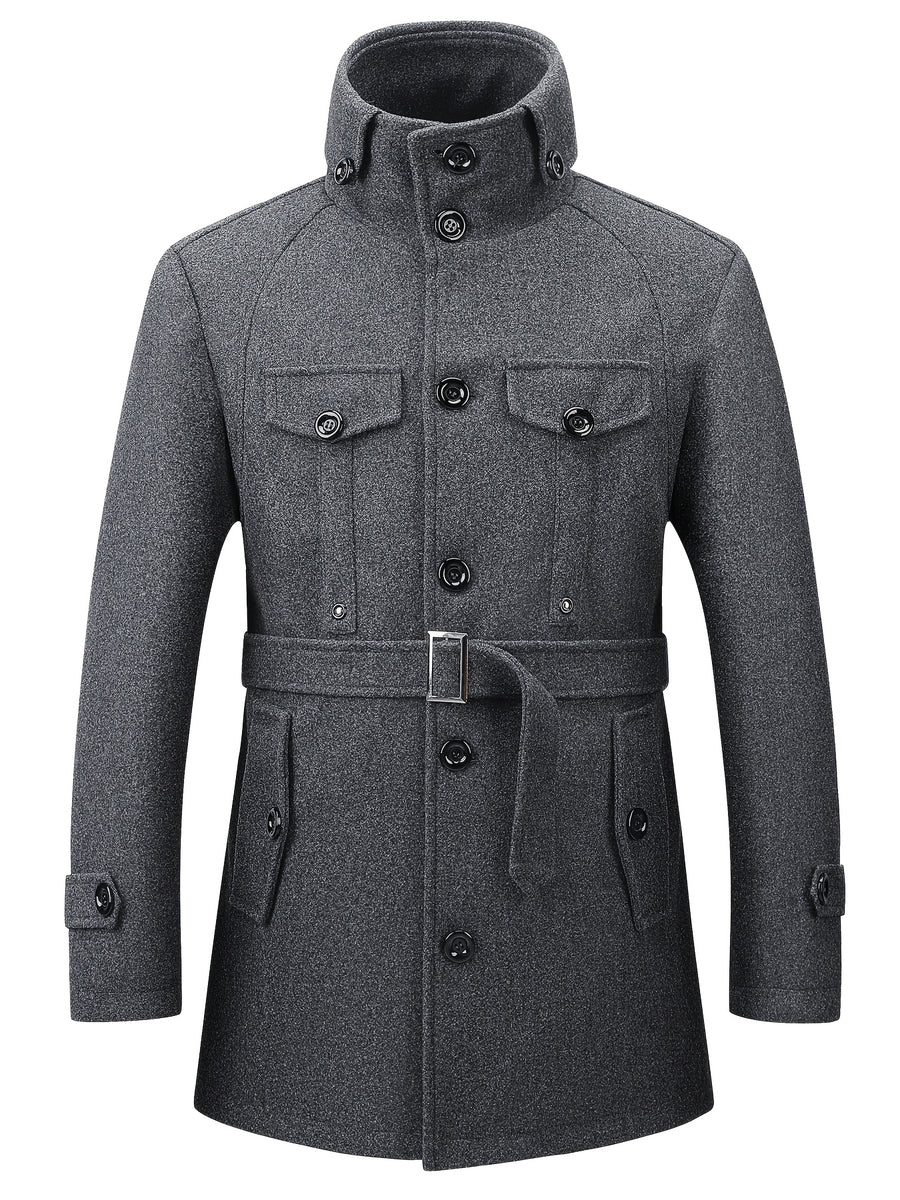Veste long, à col montant, gris, photo 10