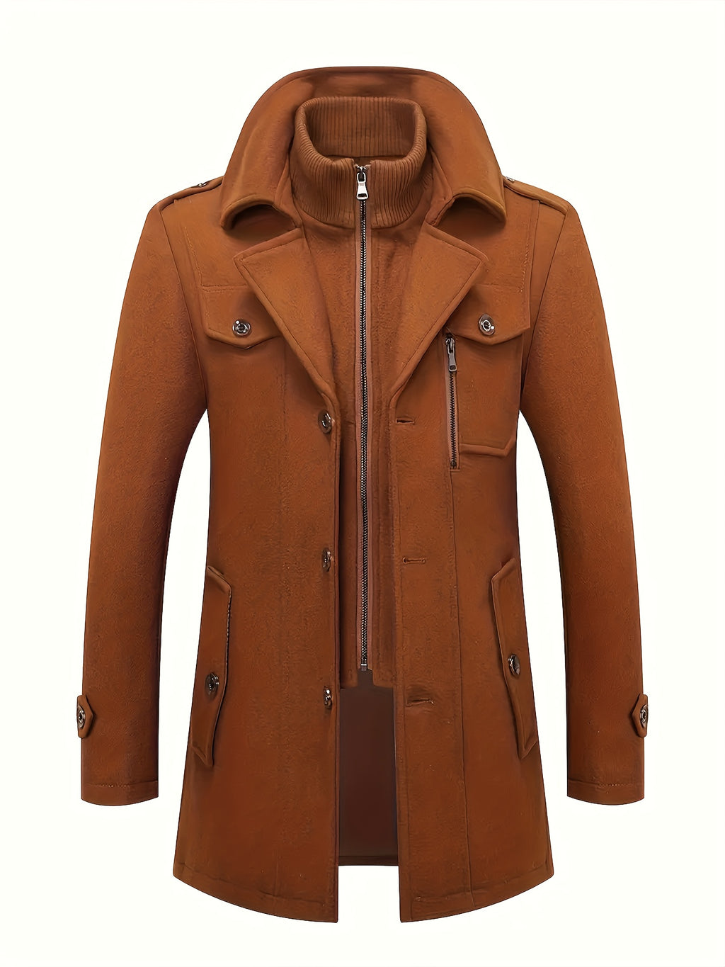 Manteau en tweed à capuche pour homme, 30 % laine, coupe ajustée
