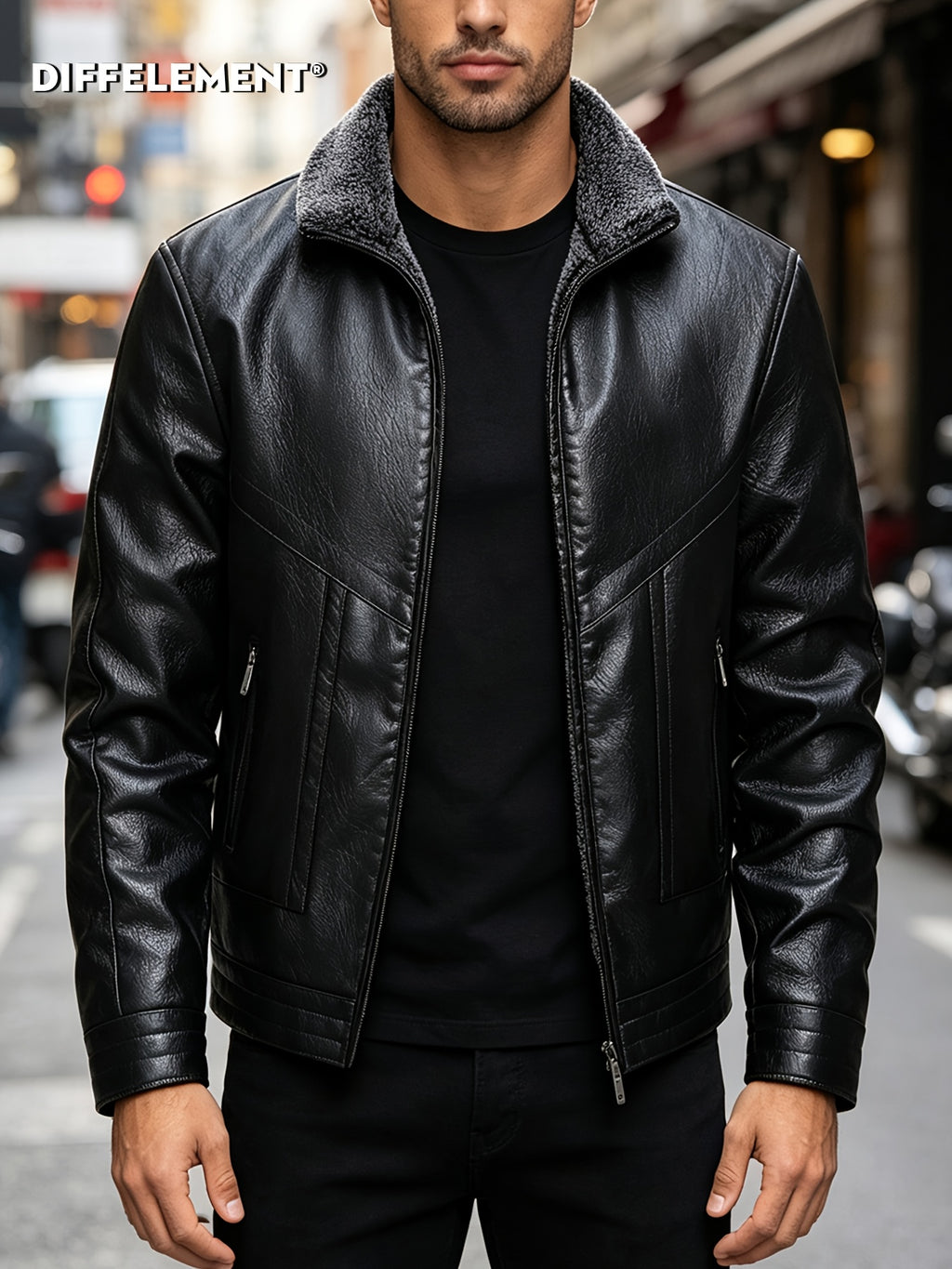 Veste en cuir PU, polaire, à revers, photo 21