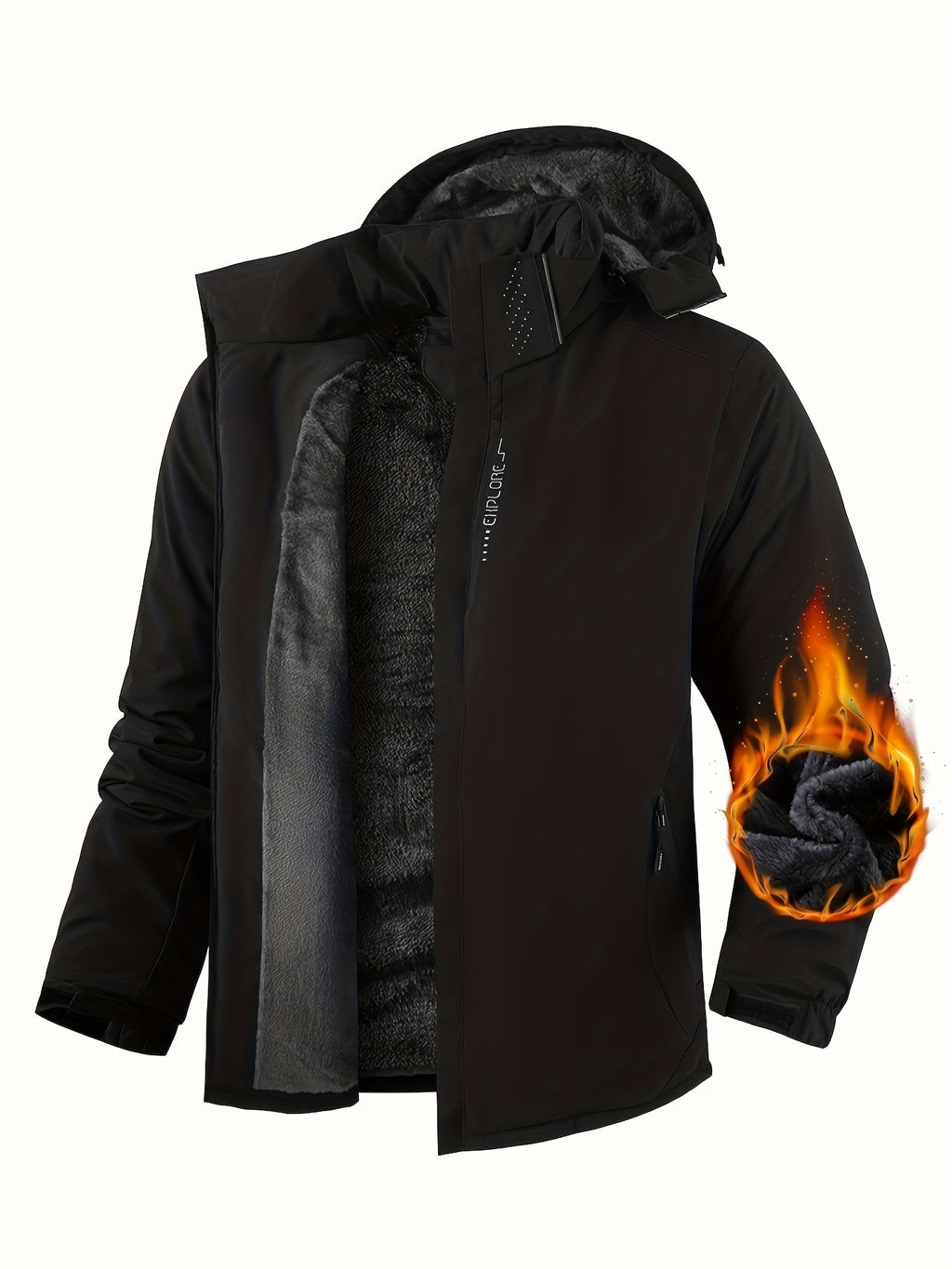 Veste matelassée pour homme, polaire, à capuche, gris foncé