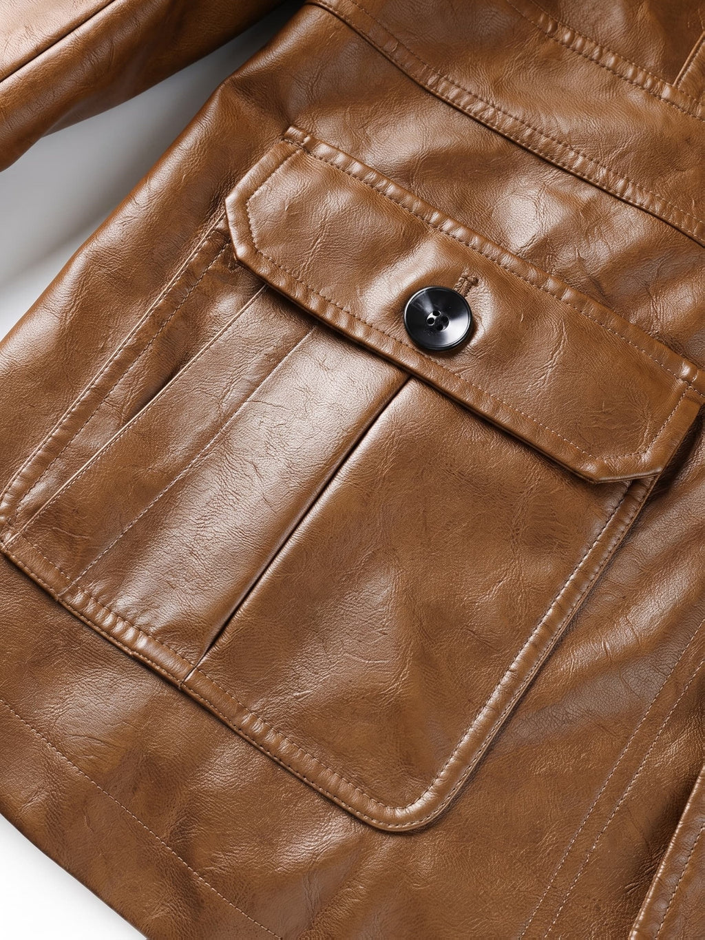 Veste en cuir PU longue, à revers, photo 9