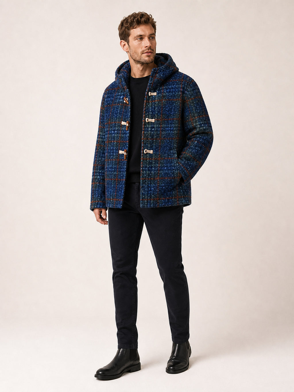 Veste pour homme, coupe-vent, à capuche, café