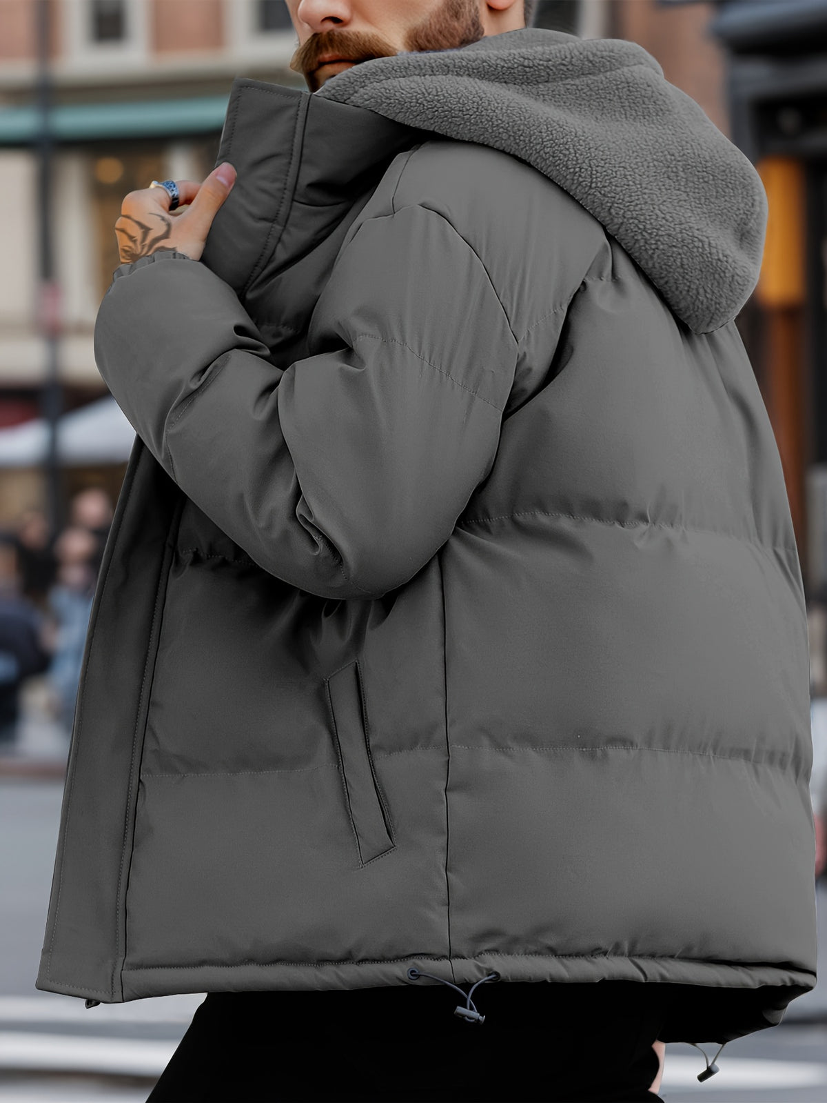 Veste matelassée pour homme, coupe-vent, à capuche, blanc