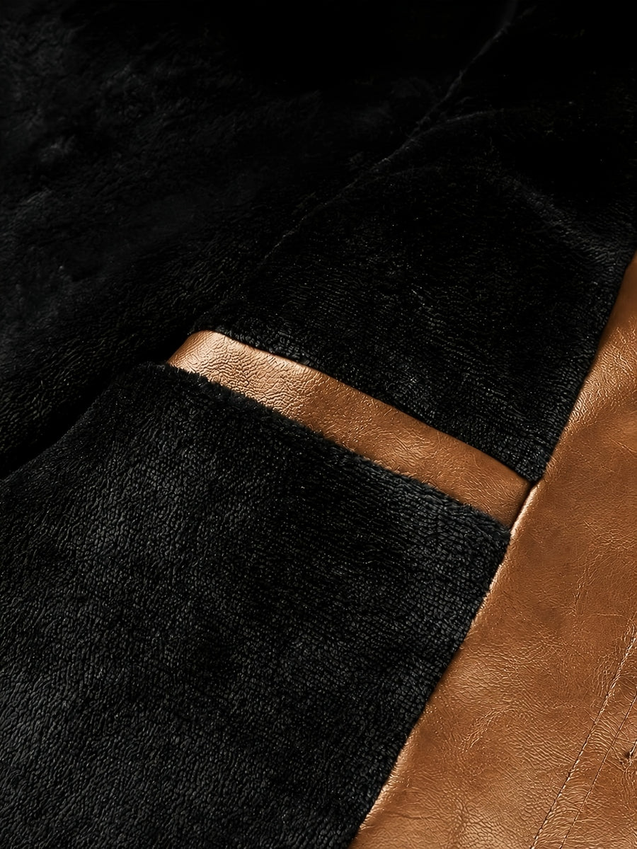 Veste en cuir PU longue, à revers, photo 6