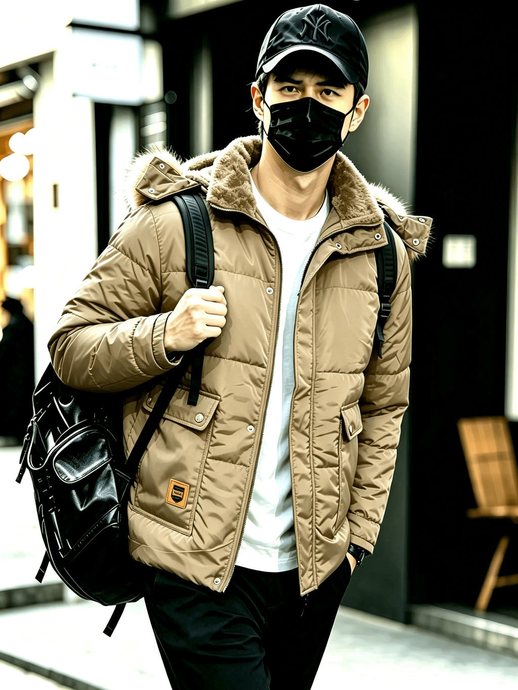 Manteau pour homme, grandes tailles, à capuche, olive