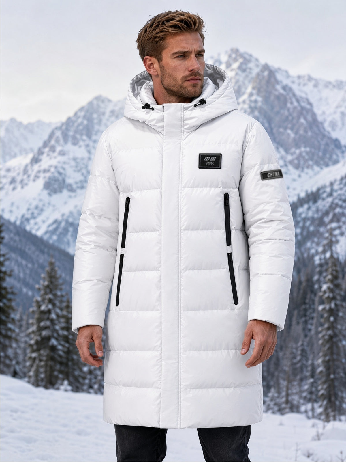 Veste matelassée pour homme, à capuche, blanc