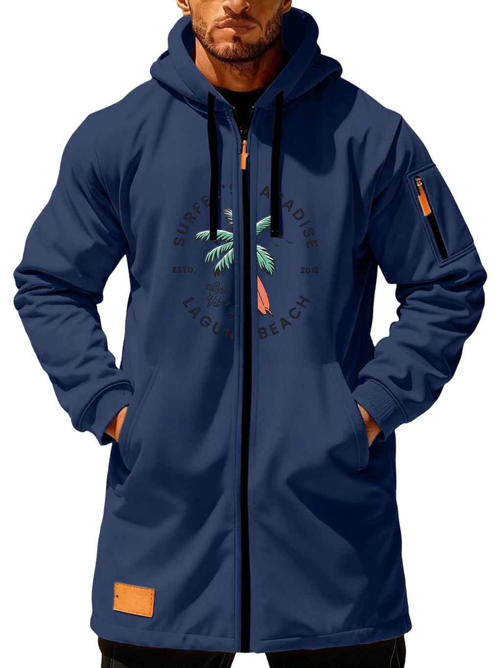 Manteau pour homme, à capuche, kaki