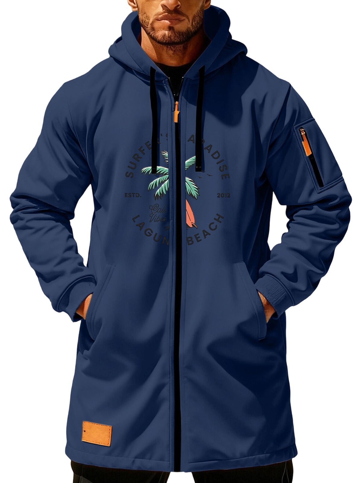 Manteau pour homme, à capuche, kaki